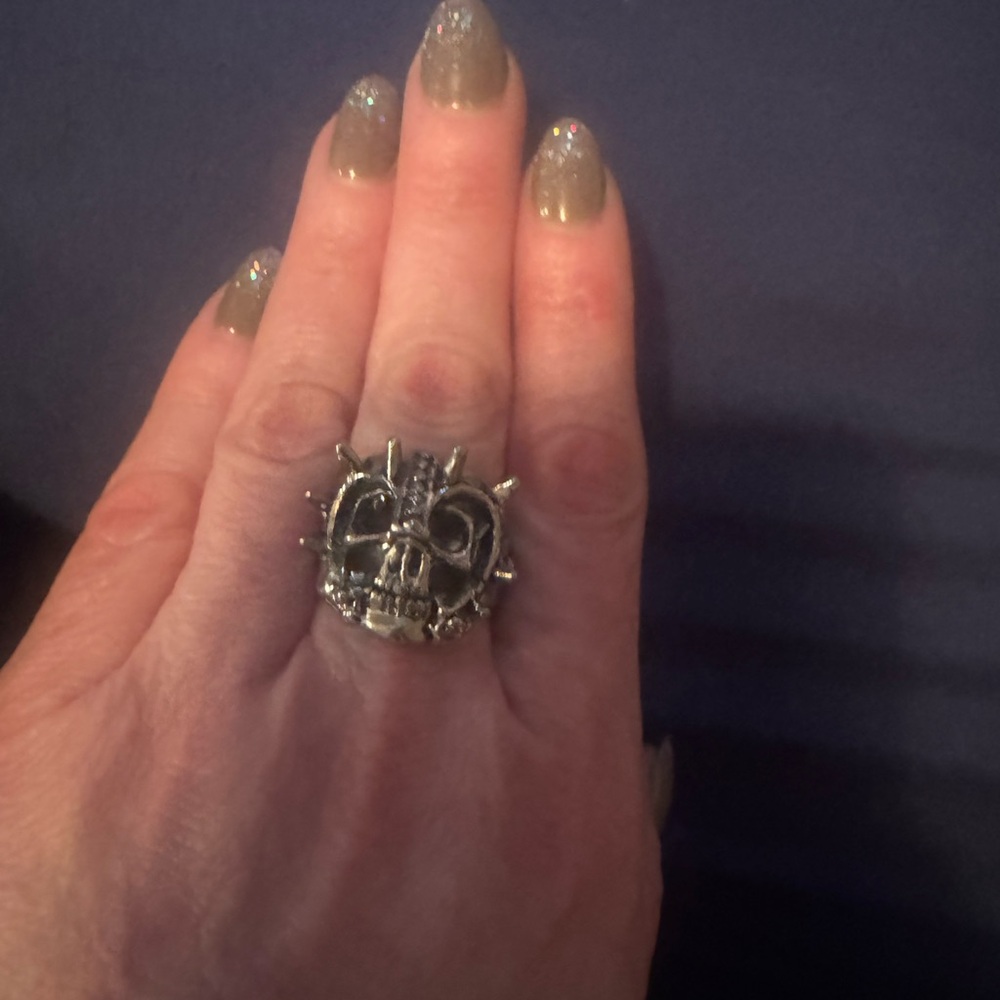 Men's Silver Skull Spike Ring - Gothic Statement Jewelry